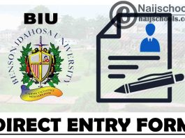 Benson Idahosa University (BIU) Direct Entry Form for 2021/2022 Academic Session | APPLY NOW