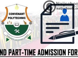 Covenant Polytechnic Aba HND Part-Time Admission Form for 2021/2022 Academic Session | APPLY NOW