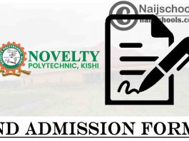 Novelty Polytechnic Kishi ND Admission Form for 2021/2022 Academic Session | APPLY NOW