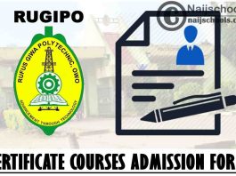 Rufus Giwa Polytechnic (RUGIPO) Certificate Courses Admission Form for 2021/2022 Academic Session | APPLY NOW