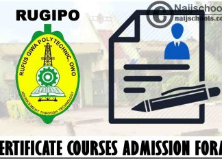 Rufus Giwa Polytechnic (RUGIPO) Certificate Courses Admission Form for 2021/2022 Academic Session | APPLY NOW