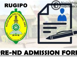 Rufus Giwa Polytechnic (RUGIPO) Pre-ND Admission Form for 2021/2022 Academic Session | APPLY NOW