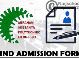 Abraham Adesanya Polytechnic (AAPOLY) HND Full-Time Admission Form for 2021/2022 Academic Session | APPLY NOW