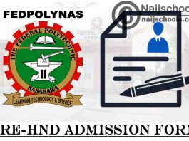 Federal Polytechnic Nasarawa (FEDPOLYNAS) Pre-HND Admission Form for 2021/2022 Academic Session | APPLY NOW