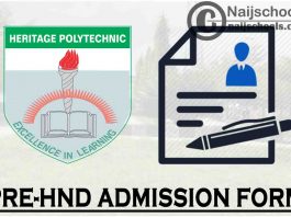 Heritage Polytechnic Pre-HND Admission Form for 2021/2022 Academic Session | APPLY NOW