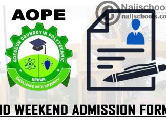 Adeseun Ogundoyin Polytechnic Eruwa (AOPE) ND Weekend Admission Form for 2021/2022 Academic Session | APPLY NOW