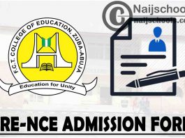 FCT College of Education Zuba Pre-NCE Admission Form for 2021/2022 Academic Session | APPLY NOW