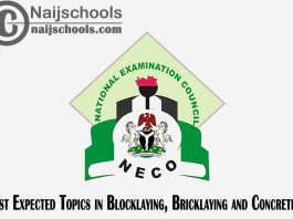 Most Expected Topics in 2023 NECO Blocklaying, Bricklaying and Concreting SSCE & GCE | CHECK NOW