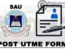 Samuel Adegboyega University (SAU) Post UTME Form for 2021/2022 Academic Session | APPLY NOW
