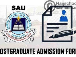 Samuel Adegboyega University (SAU) Postgraduate Admission Form for 2021/2022 Academic Session | APPLY NOW