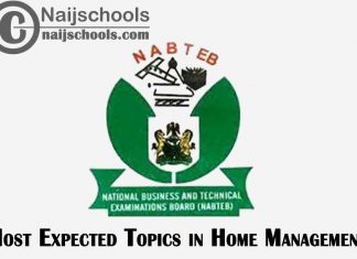 Most Expected Topics in NABTEB Home Management