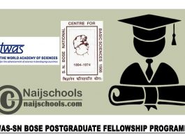 TWAS-SN Bose Postgraduate Fellowship Programme 2023