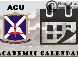 ACU Academic Calendar for 2023/24 Session 1st/2nd Semester