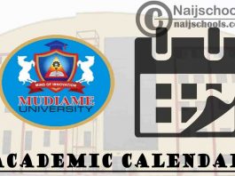 Mudiame University Academic Calendar for 2023/2024 Session