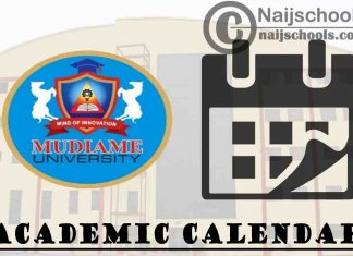 Mudiame University Academic Calendar for 2023/2024 Session