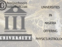 List of Universities in Nigeria Offering Physics/Astrology