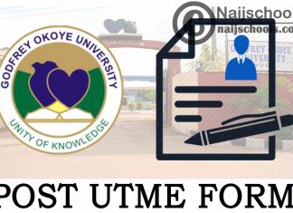 Godfrey Okoye University Post UTME Form
